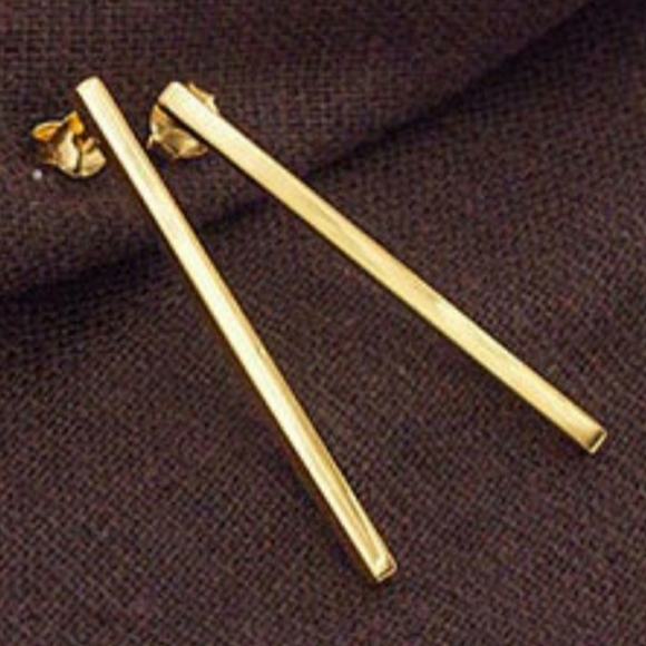 FOR SWANAPPROACH .925 Sterling Silver 24k Gold Vermeil Style Stick Stud Earrings - Picture 4 of 5